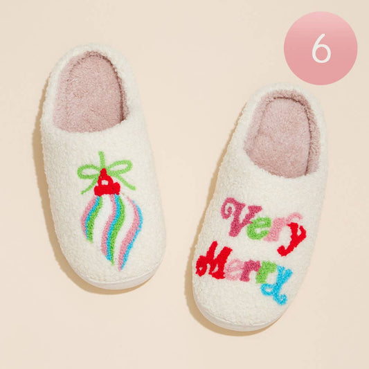 Very Merry Christmas Ornament Home Slippers