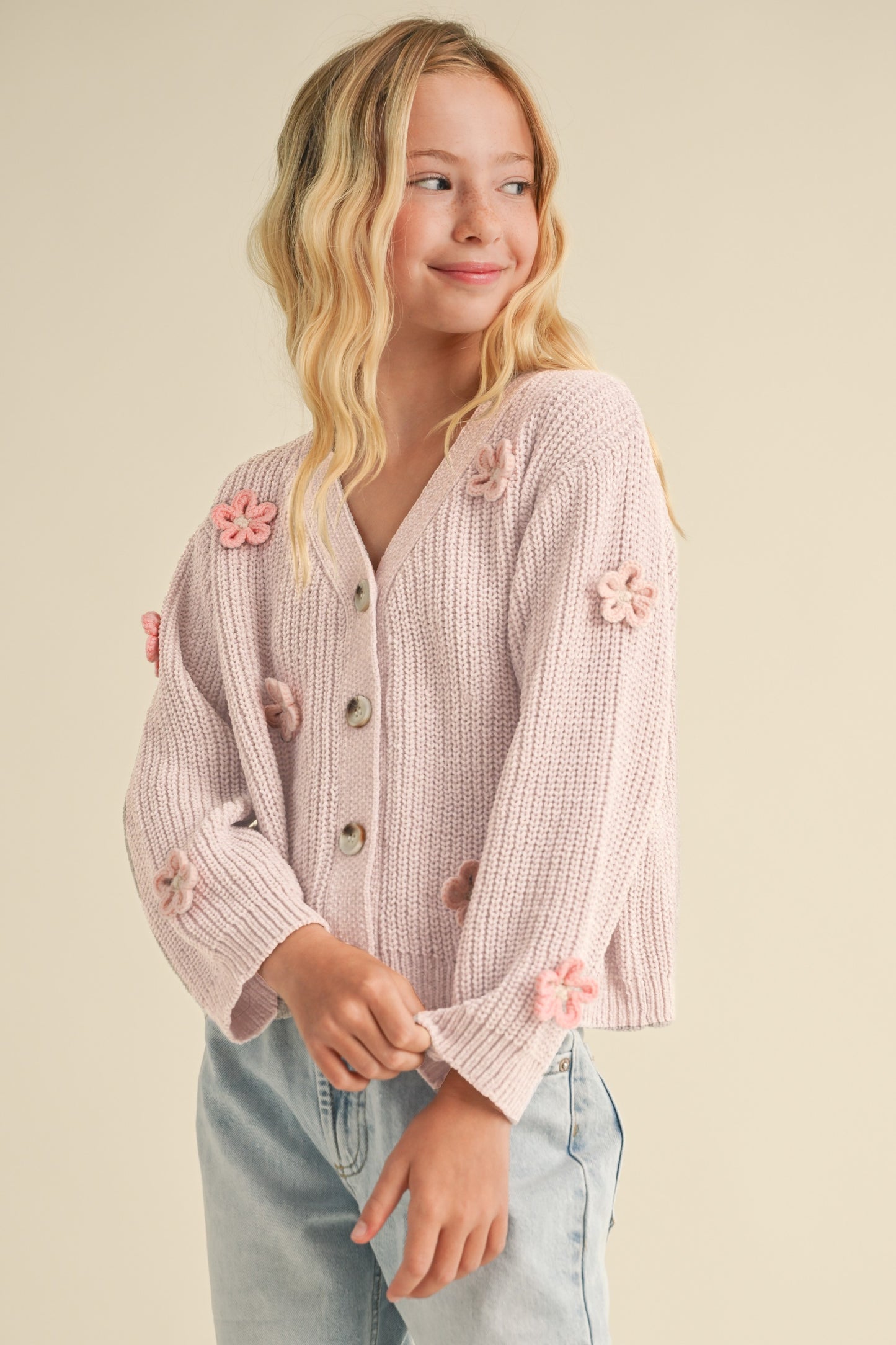 Girls Crochet Flowers Cardigan