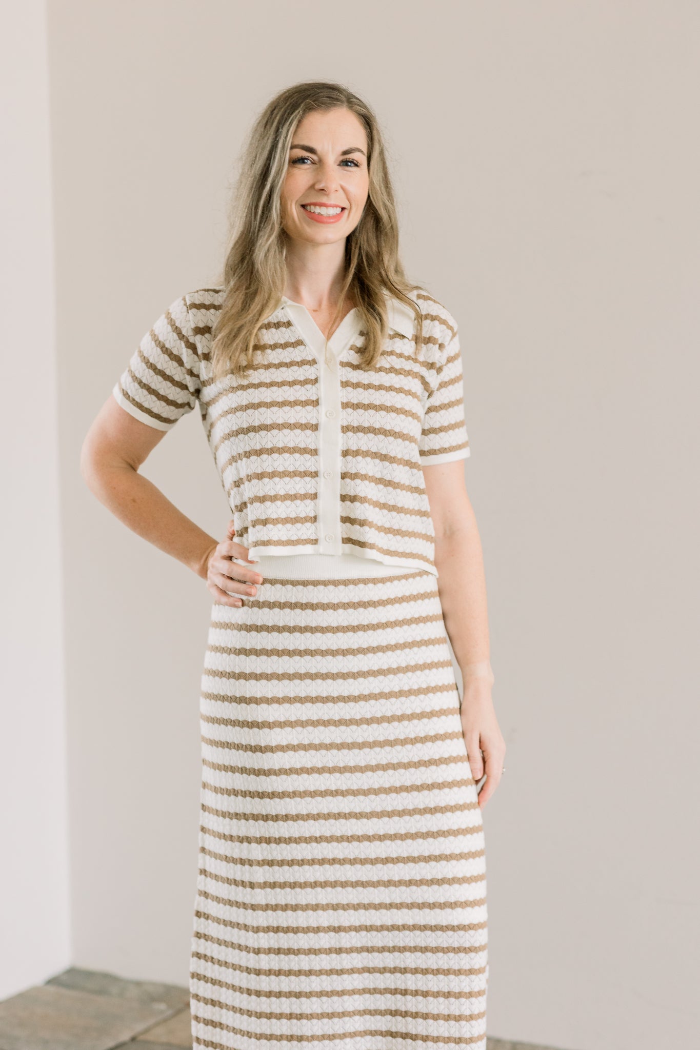 Sandy Stripes Top and Skirt Set