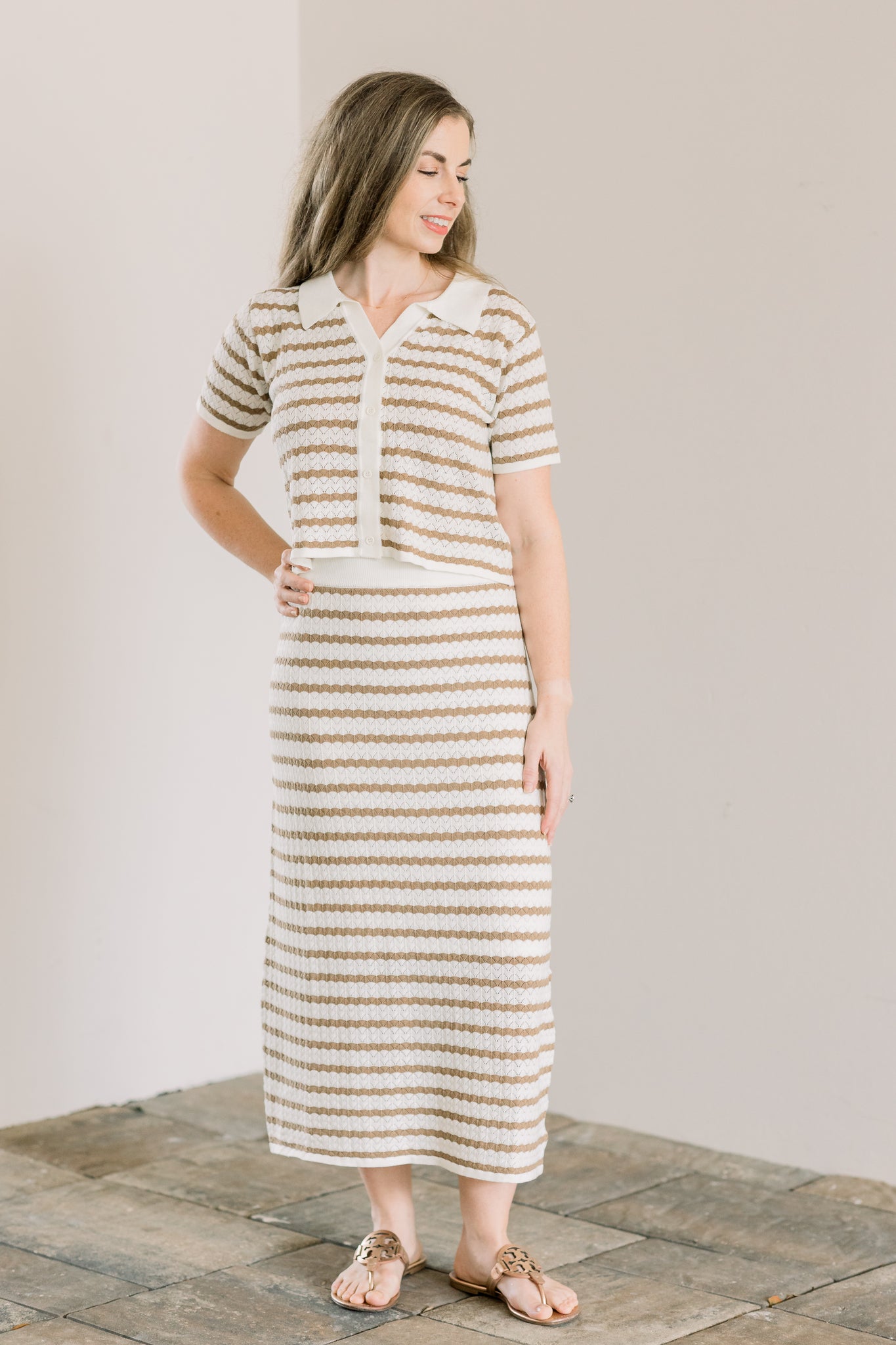 Sandy Stripes Top and Skirt Set