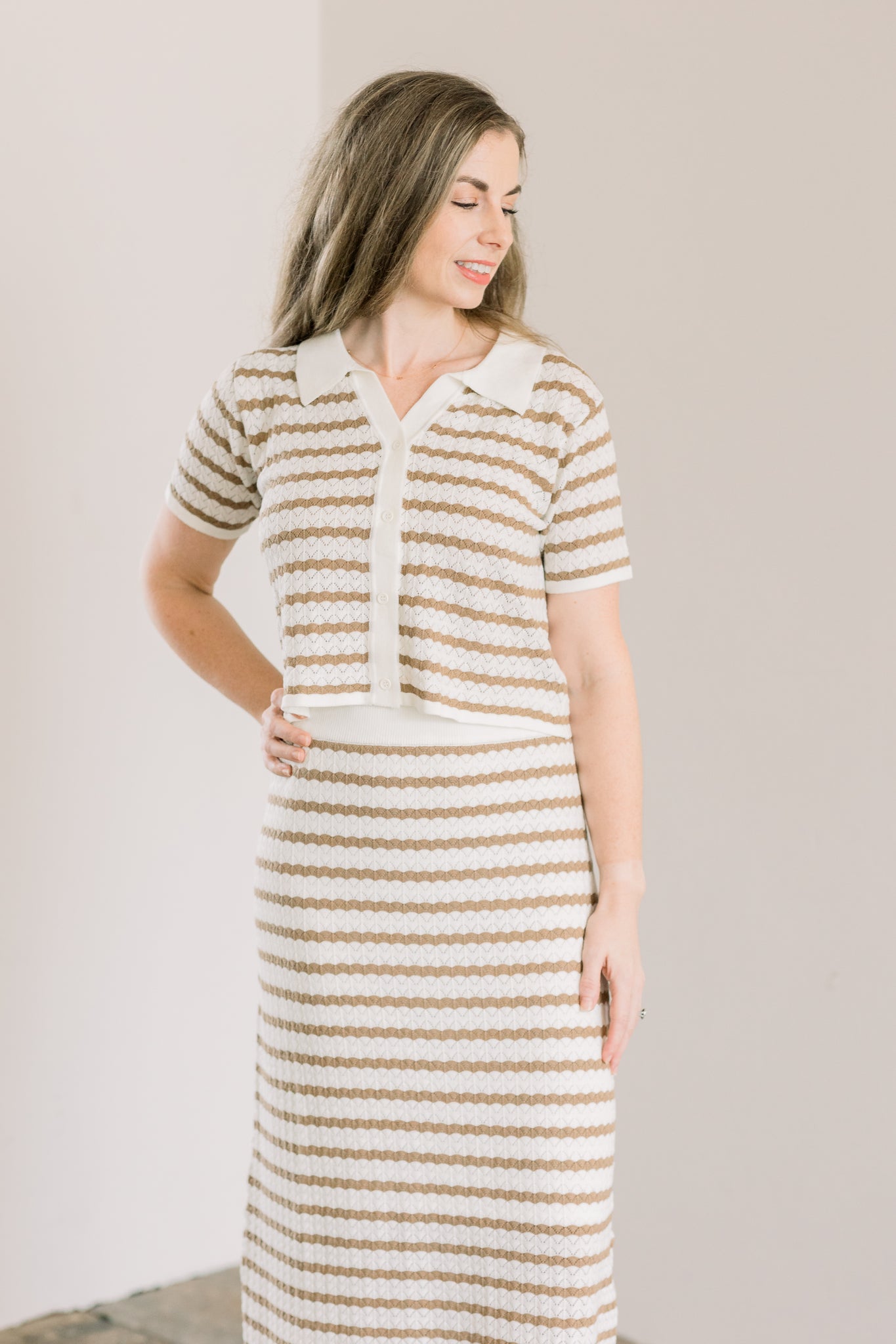 Sandy Stripes Top and Skirt Set